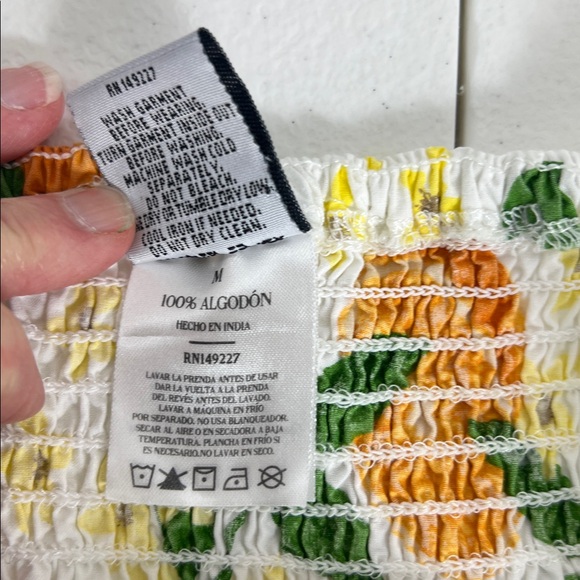 8 OAK LANE Sz M Orange Grove Smocked Tiered Dress Cotton Flutter Sleeve - Picture 5 of 13